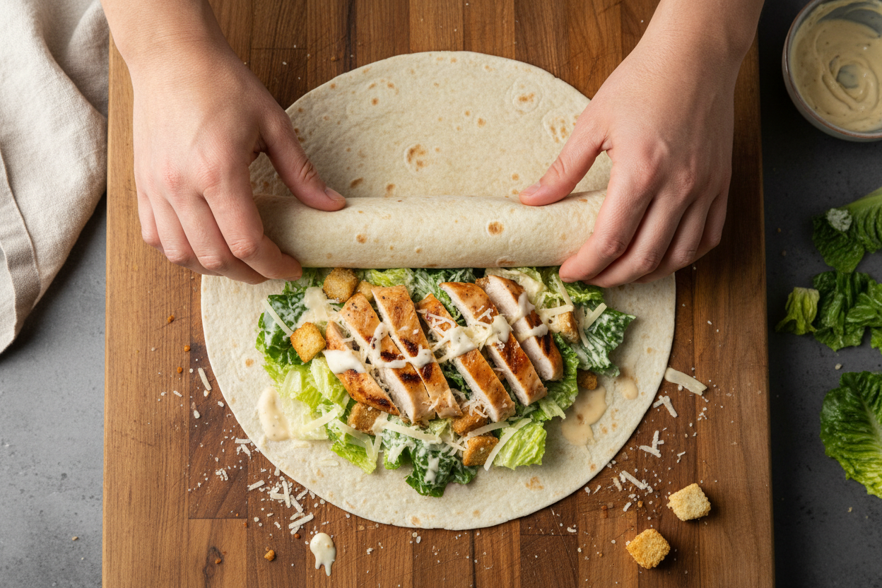 Chicken Caesar Wrap preparation step 2