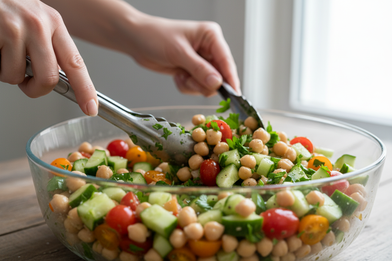 Chickpea Cucumber Salad for Quick Dinners preparation step 1