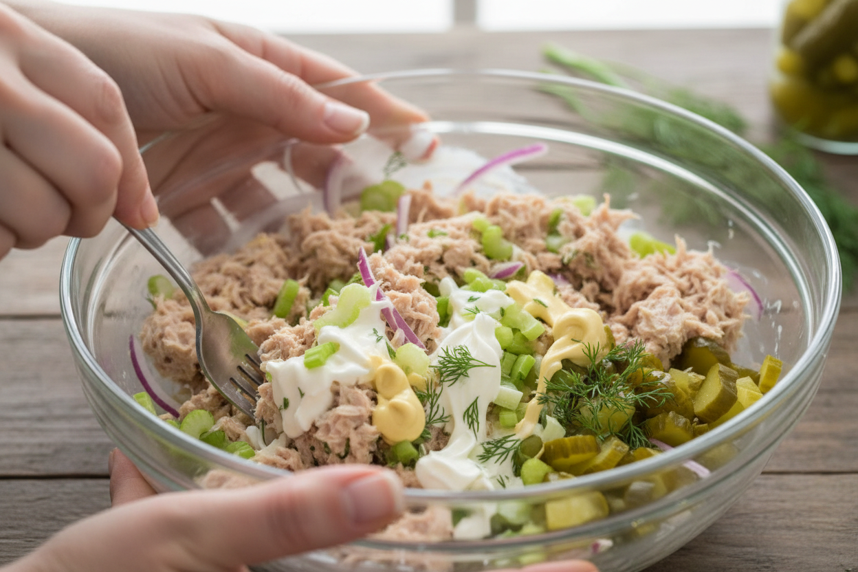 Classic Tuna Melt Sandwich preparation step 1