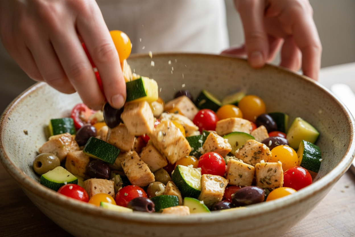 Comforting Mediterranean Chicken Zucchini Bake preparation step 1