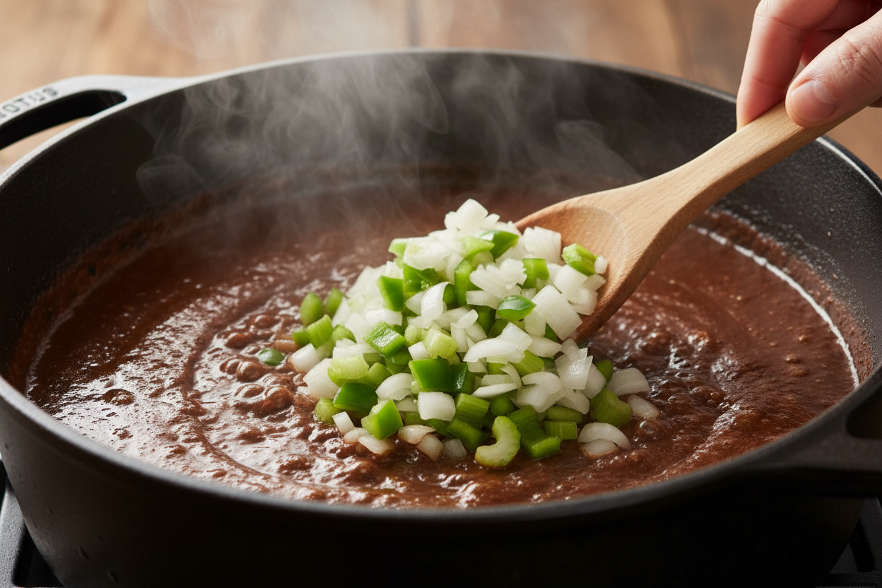 Cozy Shrimp Gumbo With Beef preparation step 1