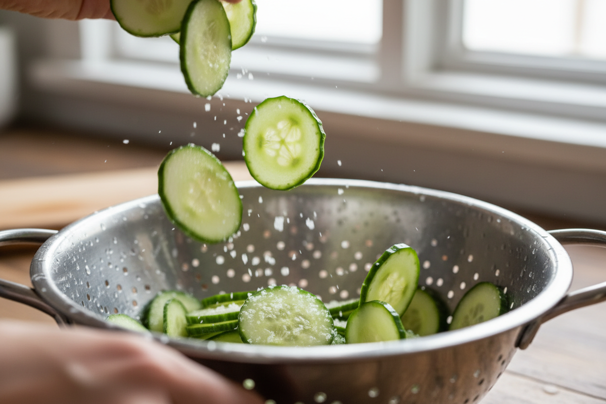 Creamy Cucumber Salad preparation step 1