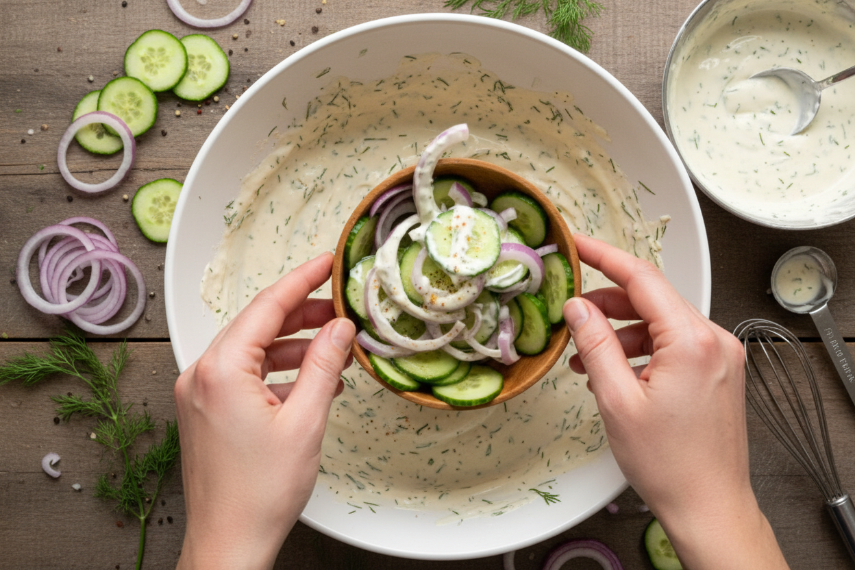 Creamy Cucumber Salad preparation step 2