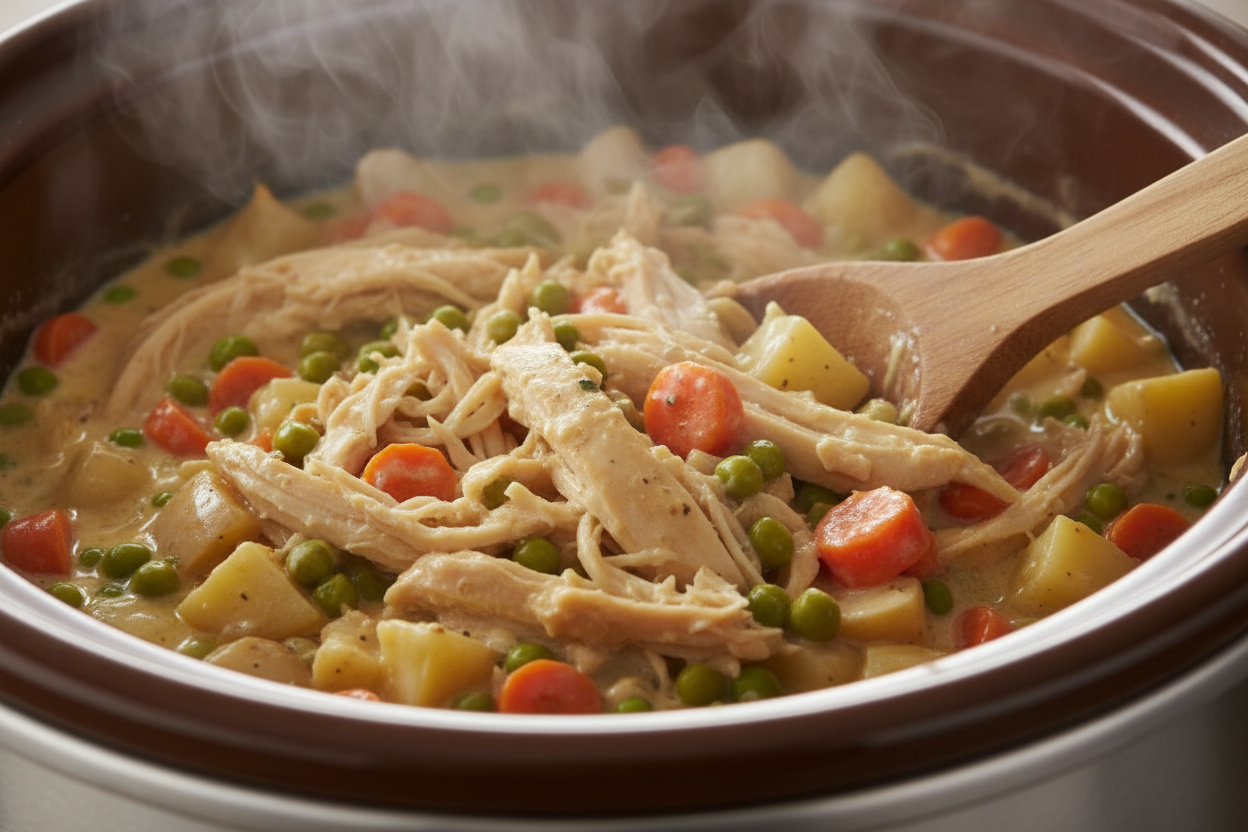 Crock Pot Chicken Pot Pie preparation step 1