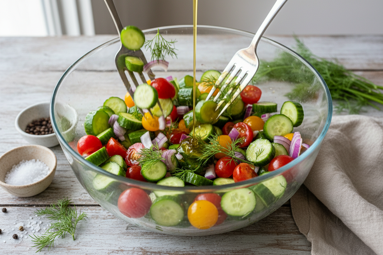 Cucumber Tomato Salad preparation step 2