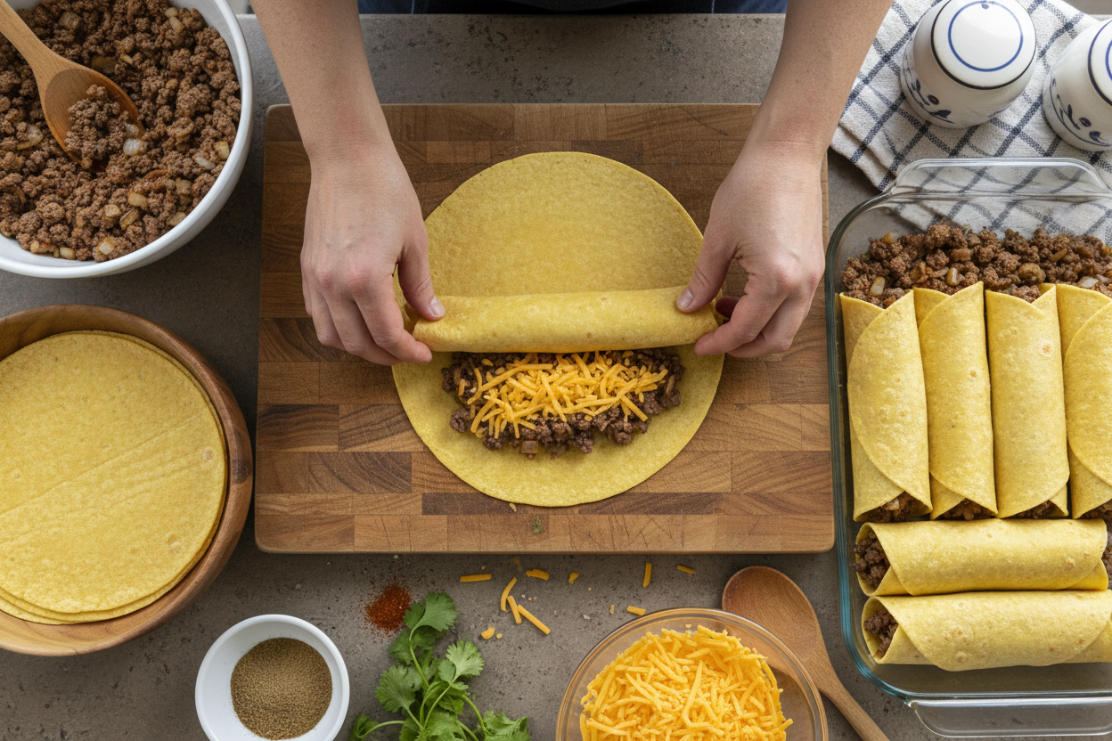 Easy Ground Beef Enchiladas Recipe preparation step 2