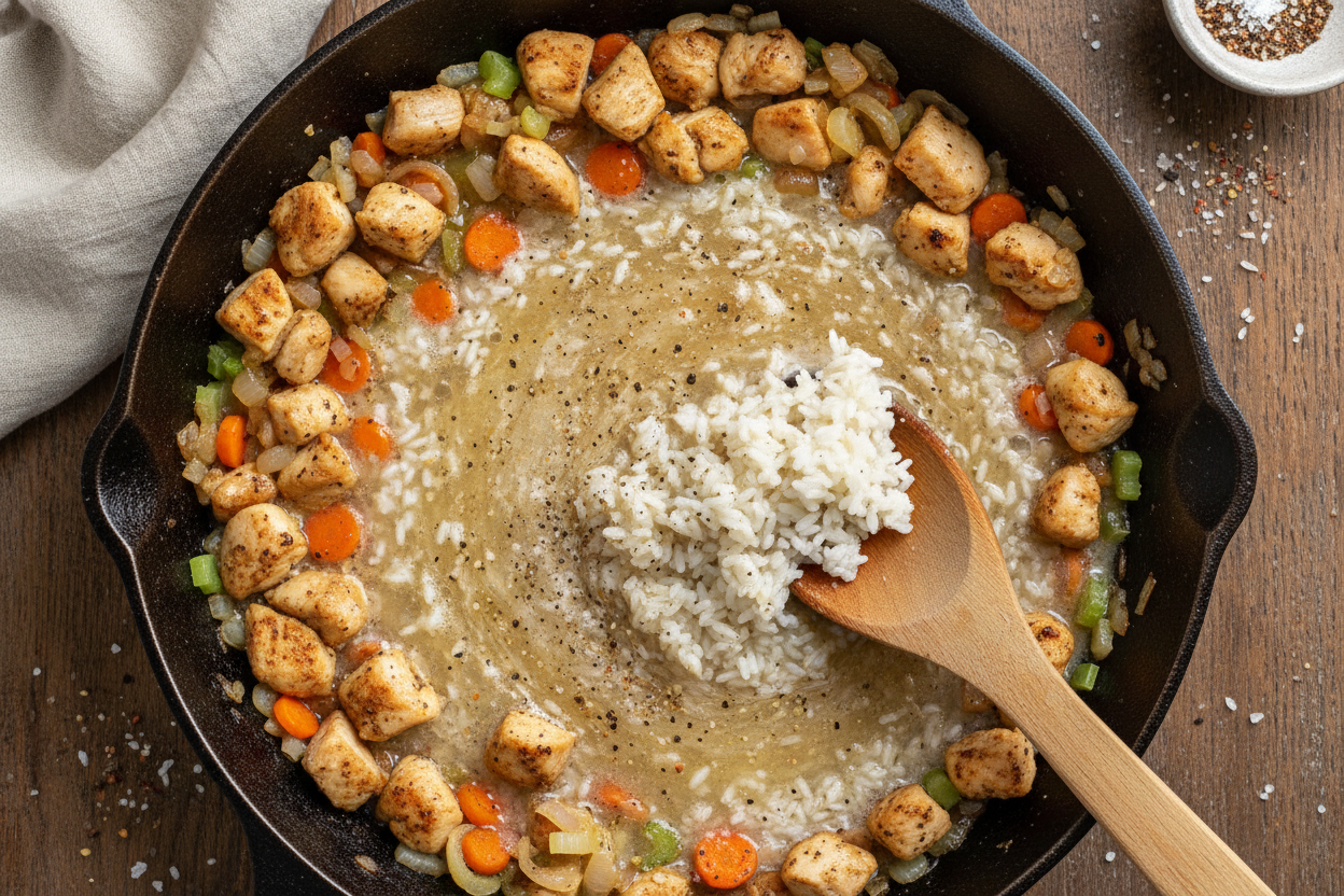 Easy One Pot Chicken and Rice Pilaf preparation step 2