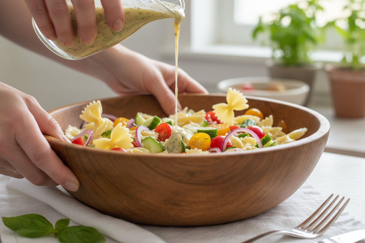 Feta Mediterranean Pasta Salad preparation step 1