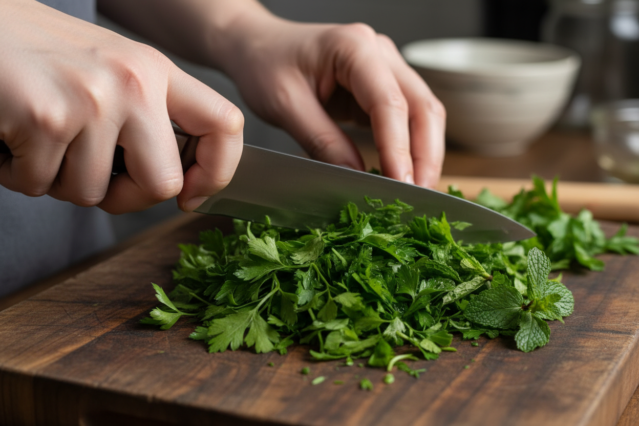 Fresh Lebanese Tabbouleh Salad preparation step 1
