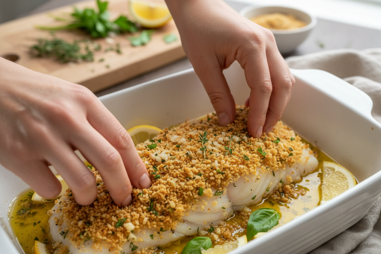 Garlic Herb Baked Cod with Juicy Blistered Tomatoes preparation step 1