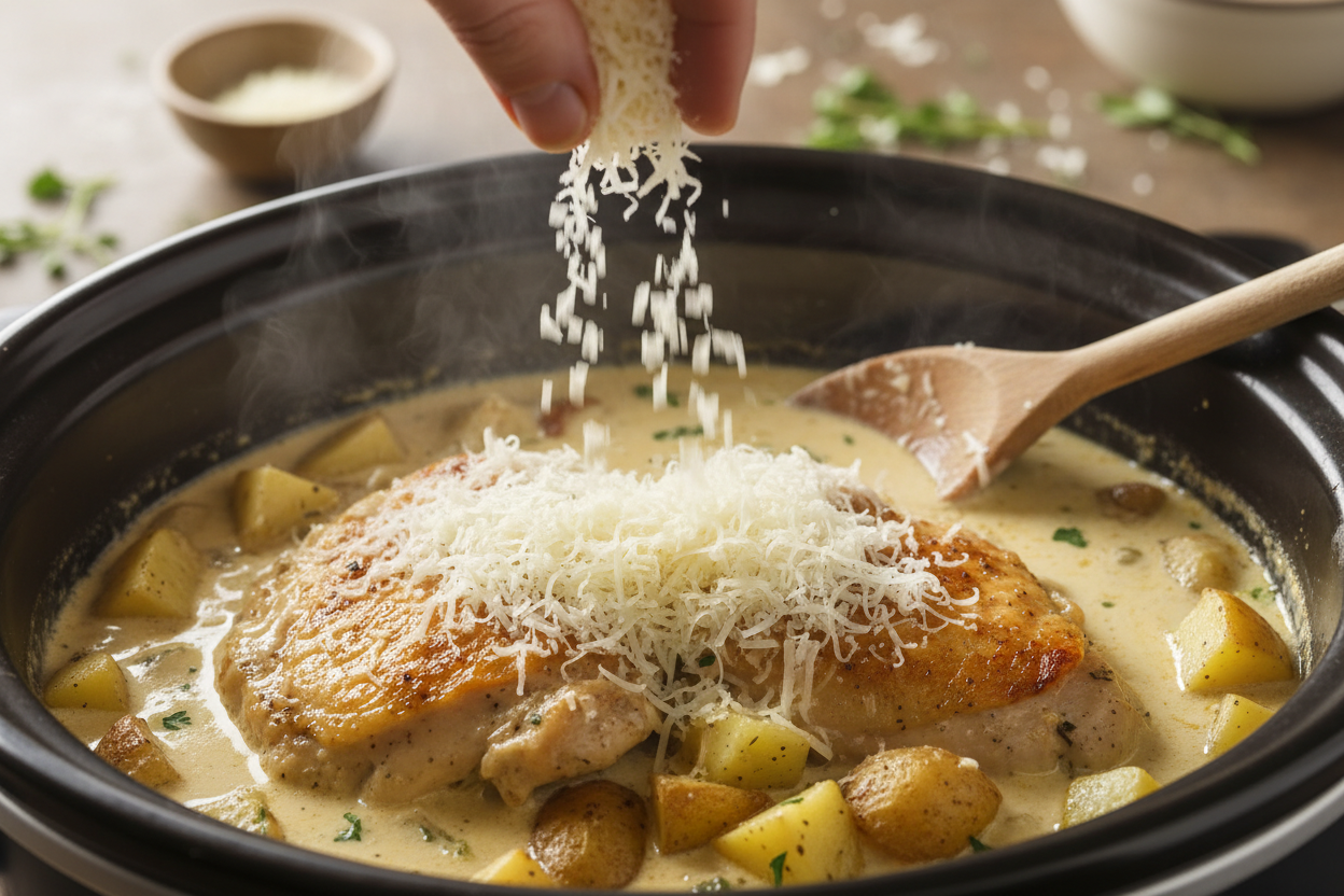 Garlic Parmesan Crockpot Chicken and Potatoes preparation step 2