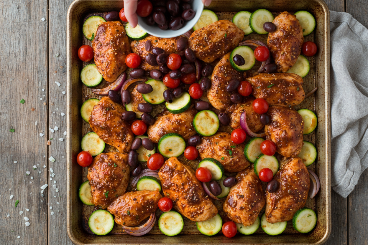 Greek Sheet Pan Chicken Dinner preparation step 2