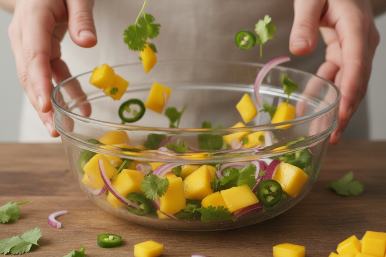 Grilled Halibut with Mango Salsa preparation step 1