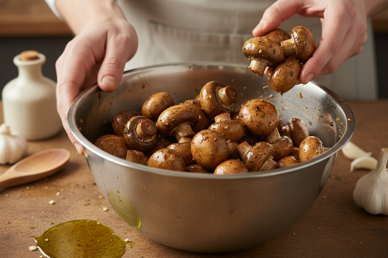 Grilled Mushroom Skewers: Easy Mushroom Kabobs Recipe preparation step 1