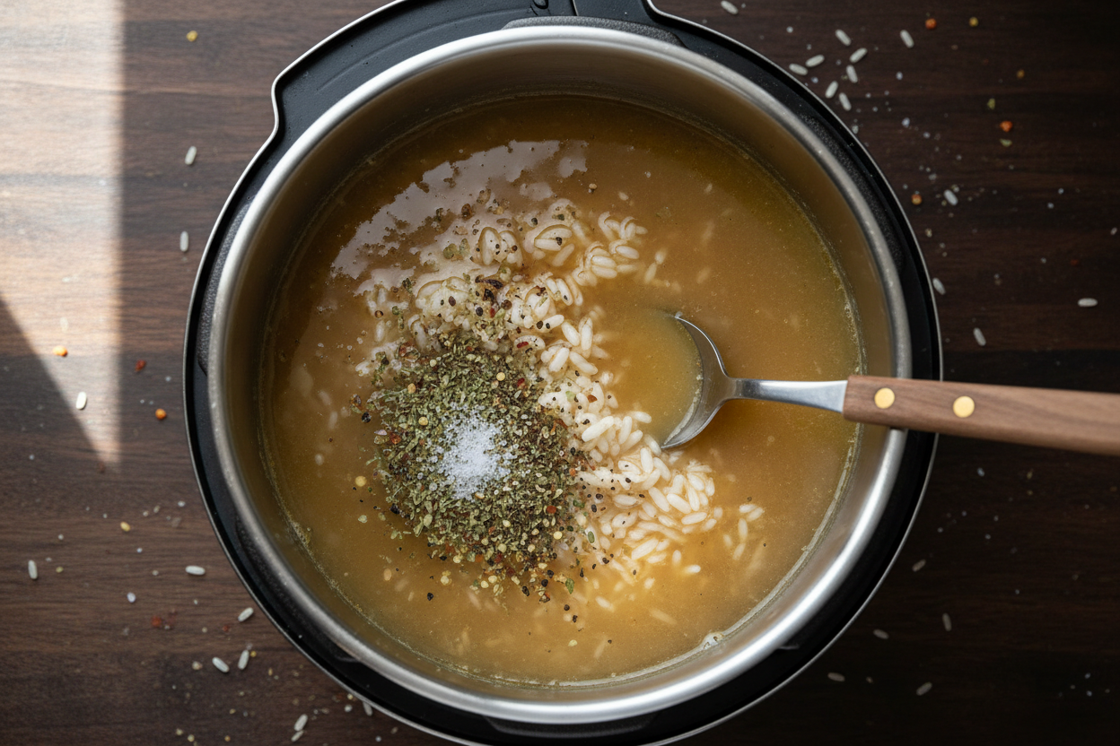 Instant Pot Creamy Chicken and Rice preparation step 2