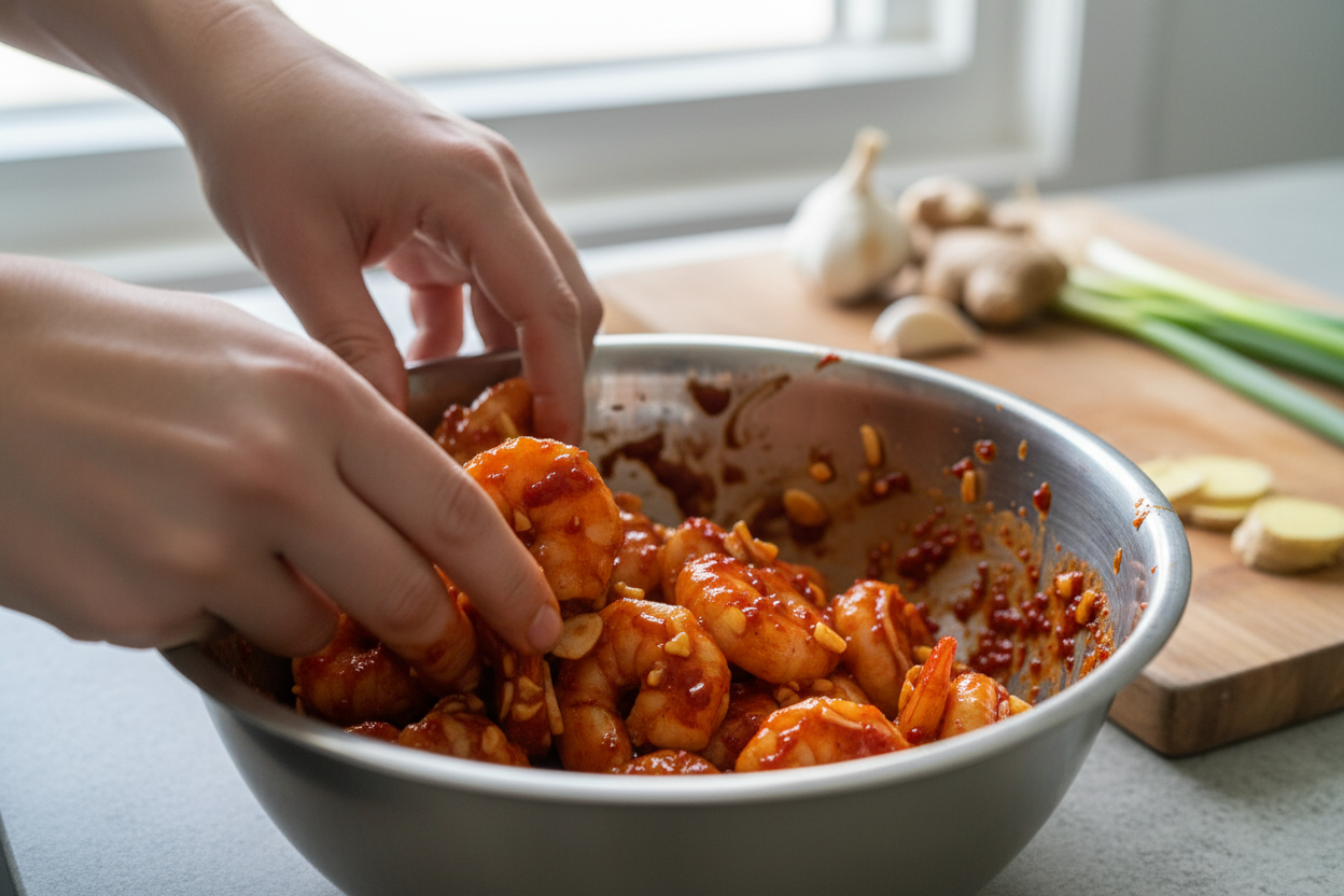 Korean Grilled Shrimp Skewers preparation step 1