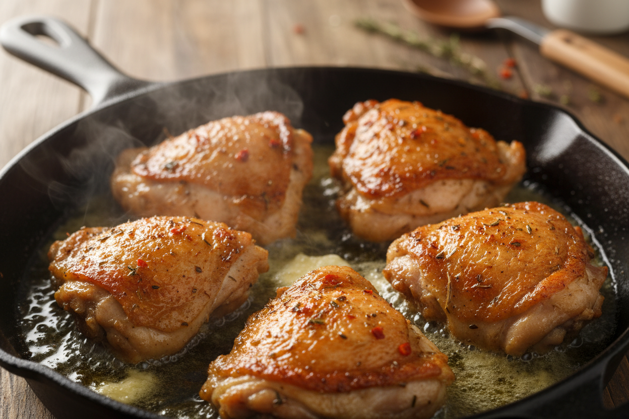 Lemon Garlic Butter Chicken Thighs and Green Beans Skillet preparation step 1
