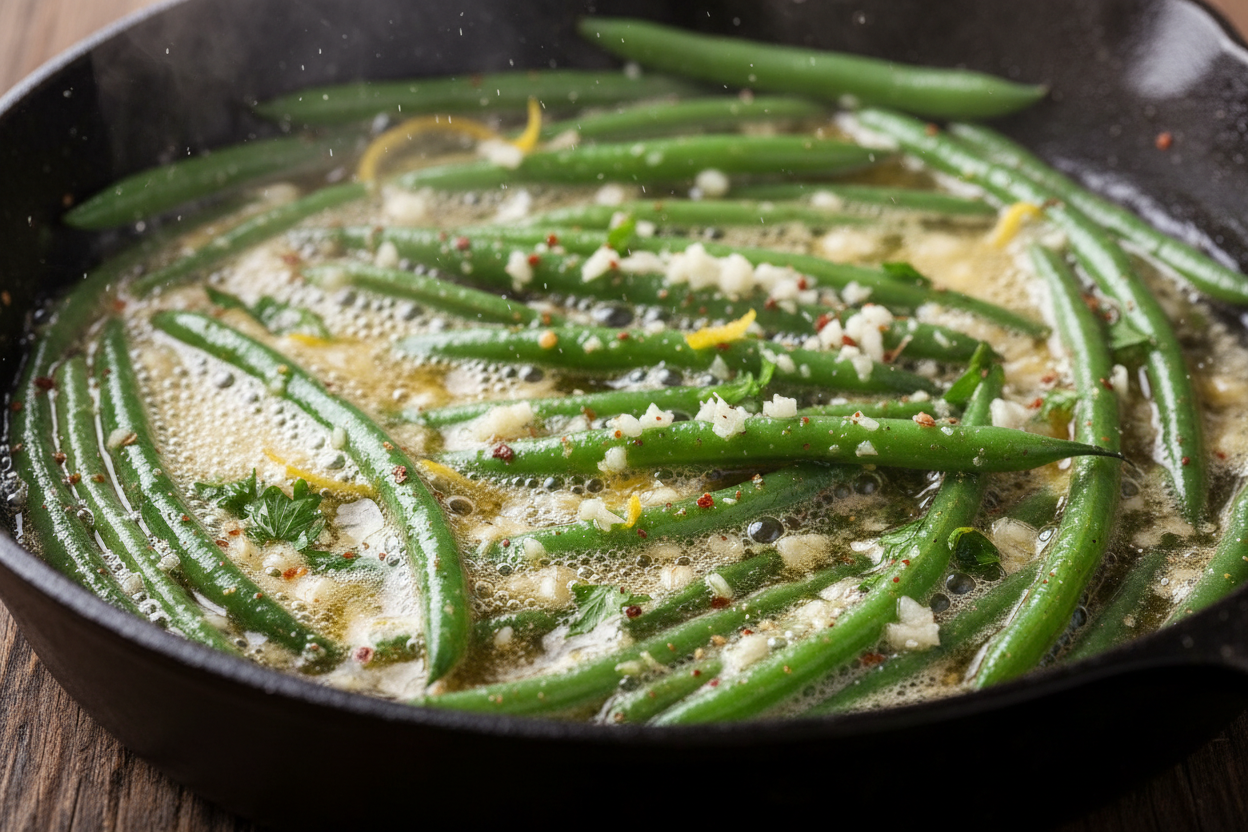 Lemon Garlic Butter Chicken Thighs and Green Beans Skillet preparation step 2