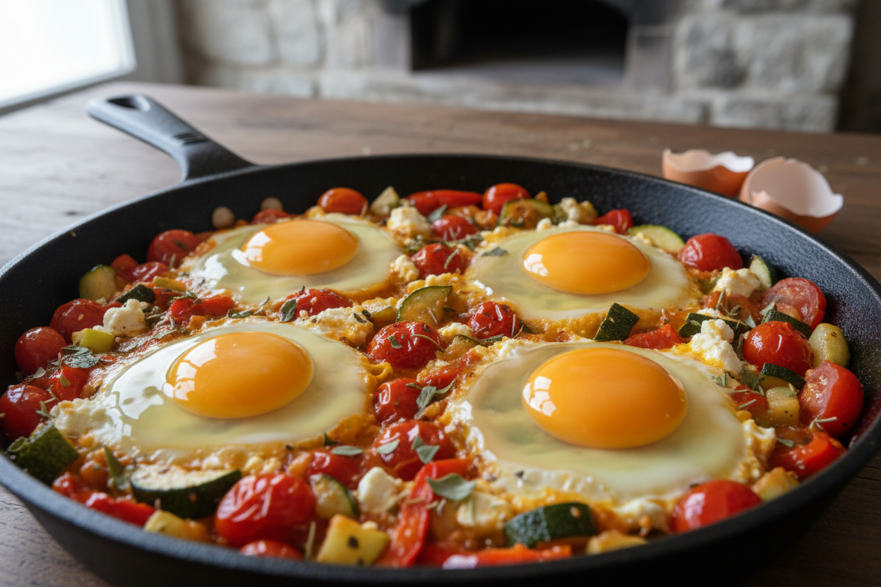 Mediterranean Baked Feta Eggs preparation step 2