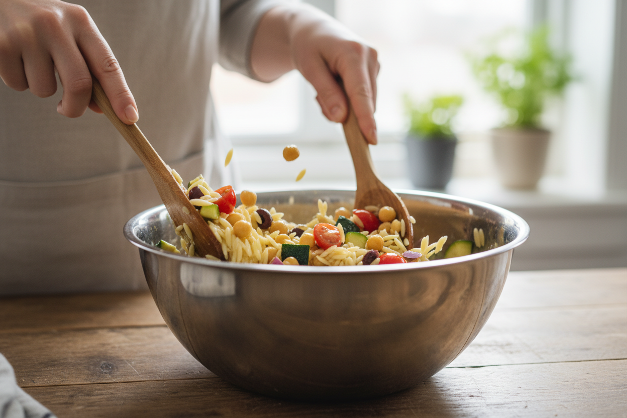 Mediterranean Orzo Salad preparation step 1