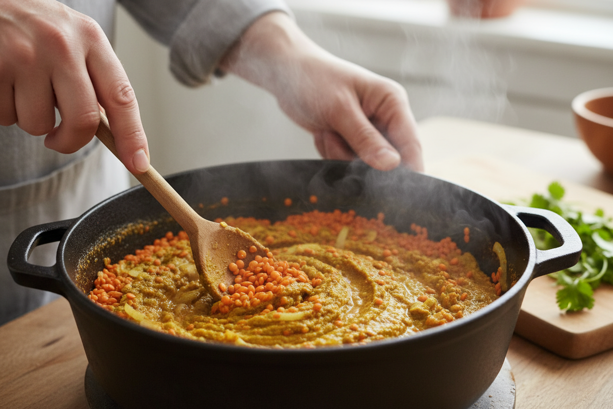 One-Pot Lentil Dahl in 30 Minutes preparation step 1