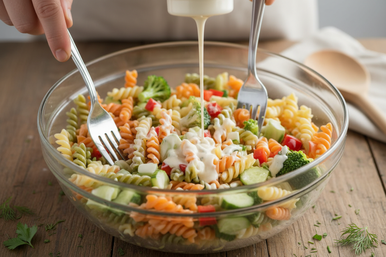 Ranch Pasta Salad preparation step 1
