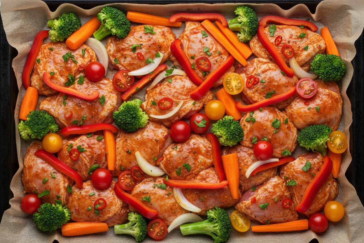 Sheet Pan Lemon Herb Chicken and Vegetables preparation step 2