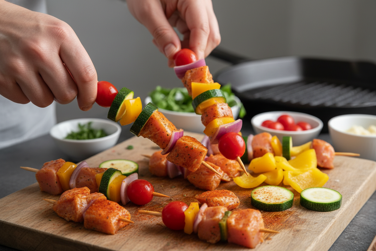 Simple Chicken and Veggie Skewers preparation step 2