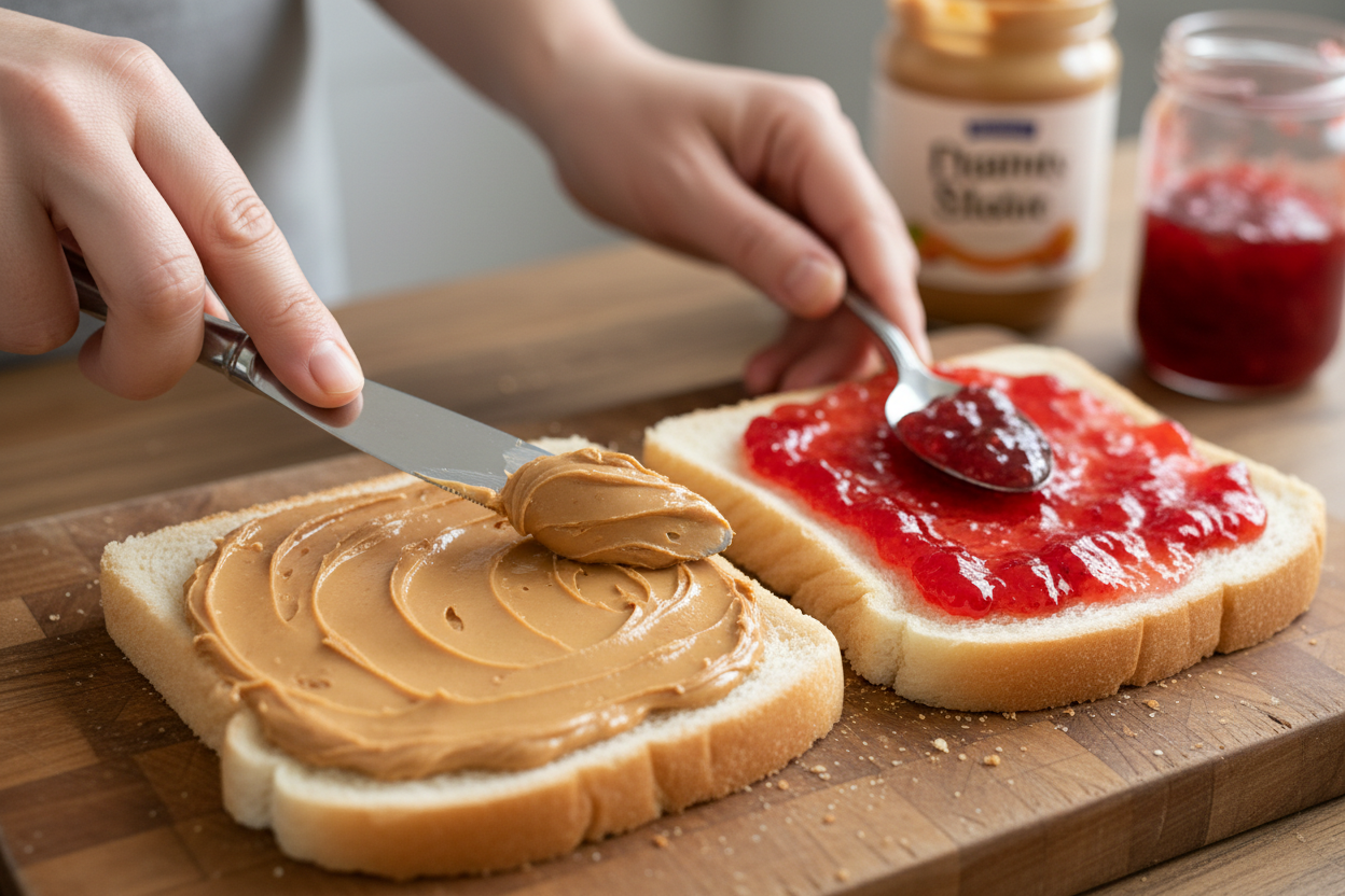 Snack Platter with Peanut Butter and Jelly Sandwiches preparation step 1