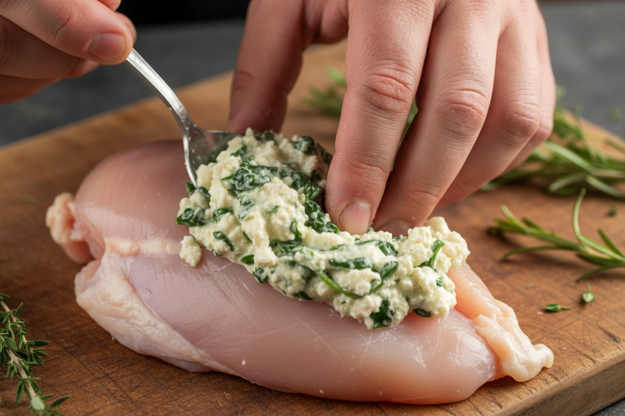 Spinach Stuffed Chicken Breasts preparation step 2
