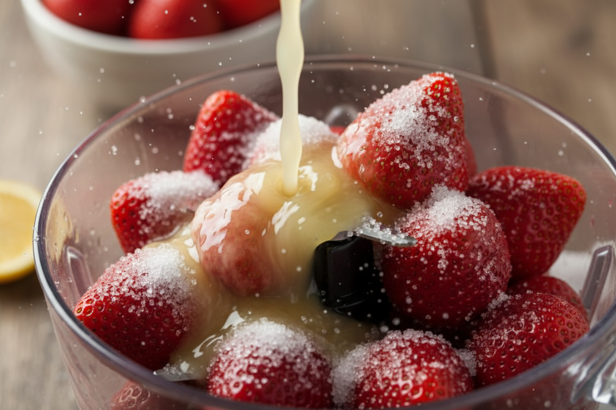 Strawberry Sorbet preparation step 1
