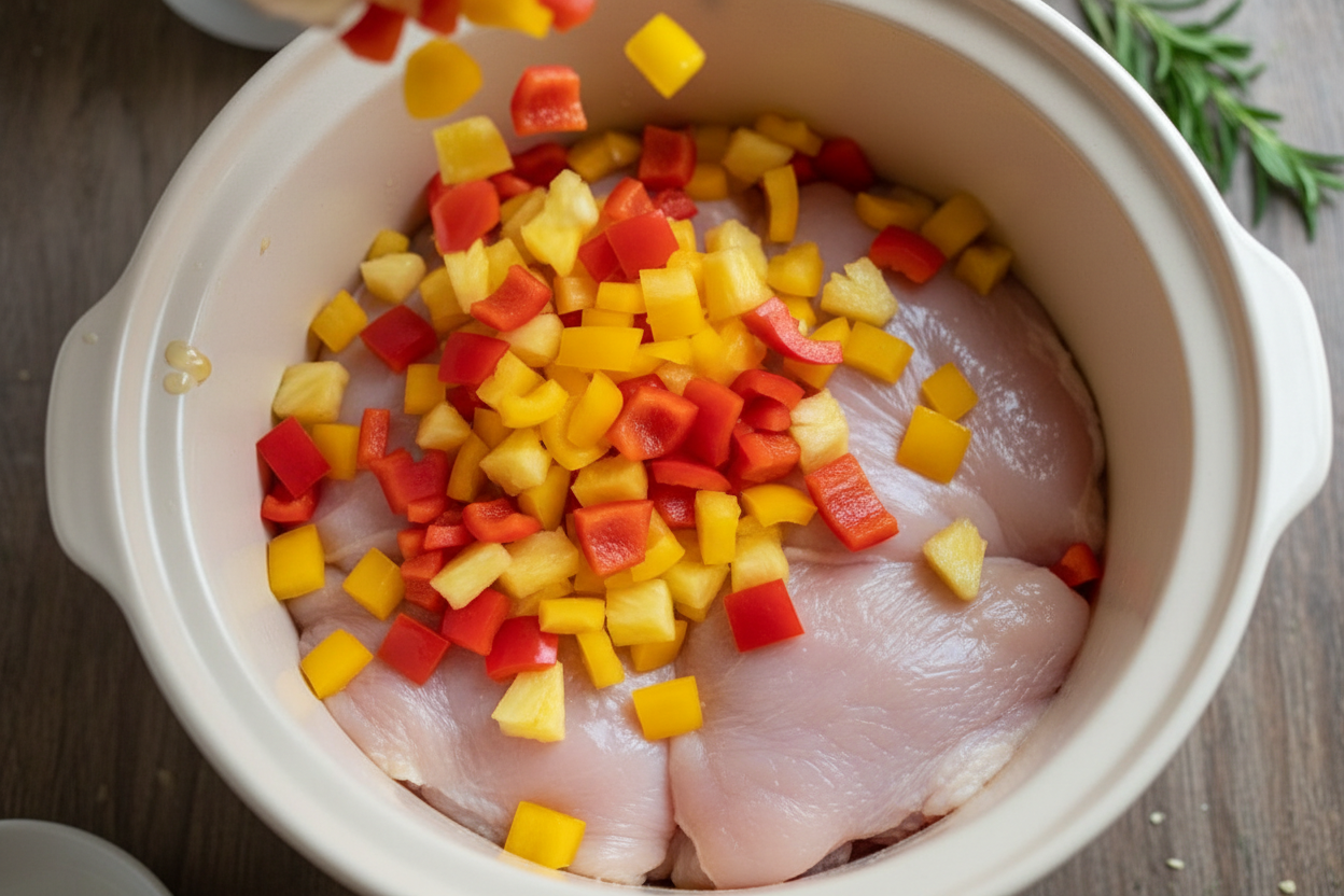Sweet Hawaiian Crockpot Chicken preparation step 1