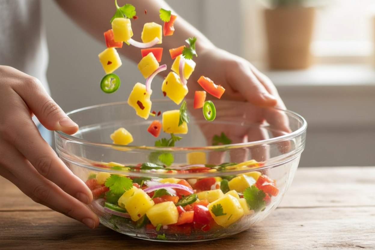 Sweet and Spicy Pineapple Salsa preparation step 1