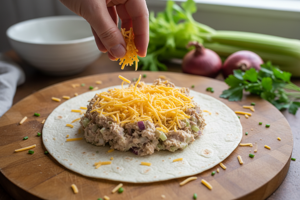 Tuna Melt Wrap preparation step 2