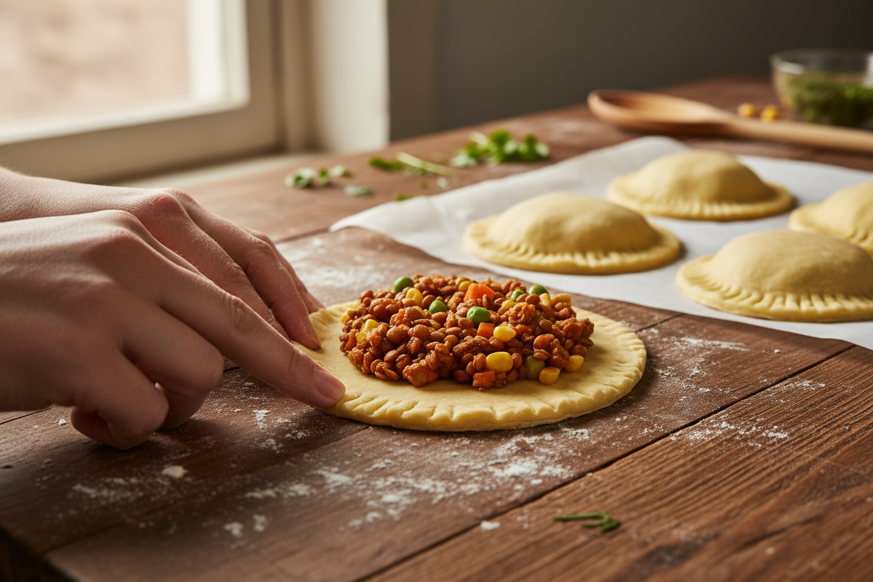 Vegan Lentil Empanadas with Veggie Filling & Chimichurri preparation step 1