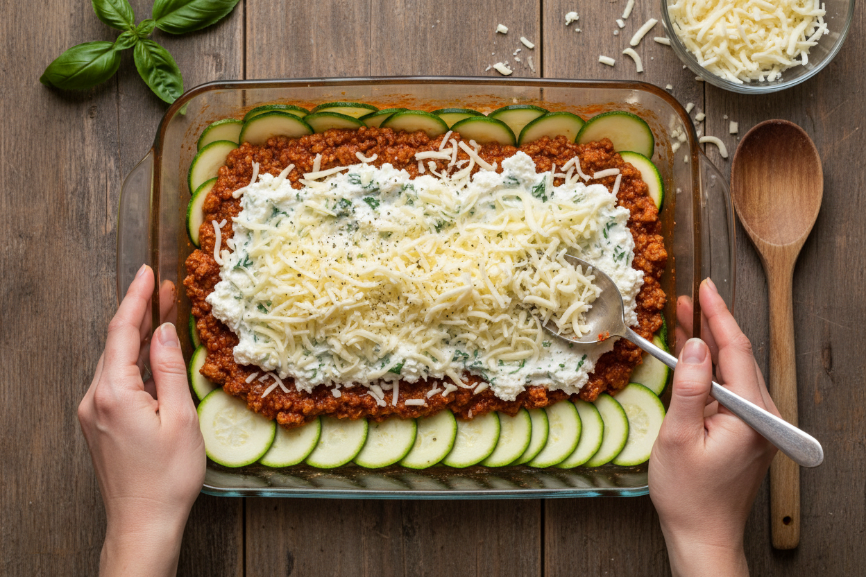 Zucchini Lasagna with Ground Turkey preparation step 2