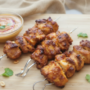 Easy Air Fryer Peanut Butter Chicken Skewers
