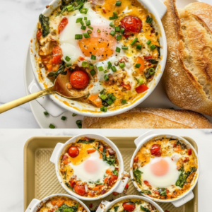 Mediterranean Baked Eggs with Feta & Vegetables