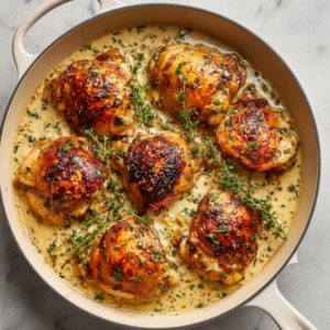 Creamy Garlic Chicken Thighs (One-Pan Skillet Dinner)