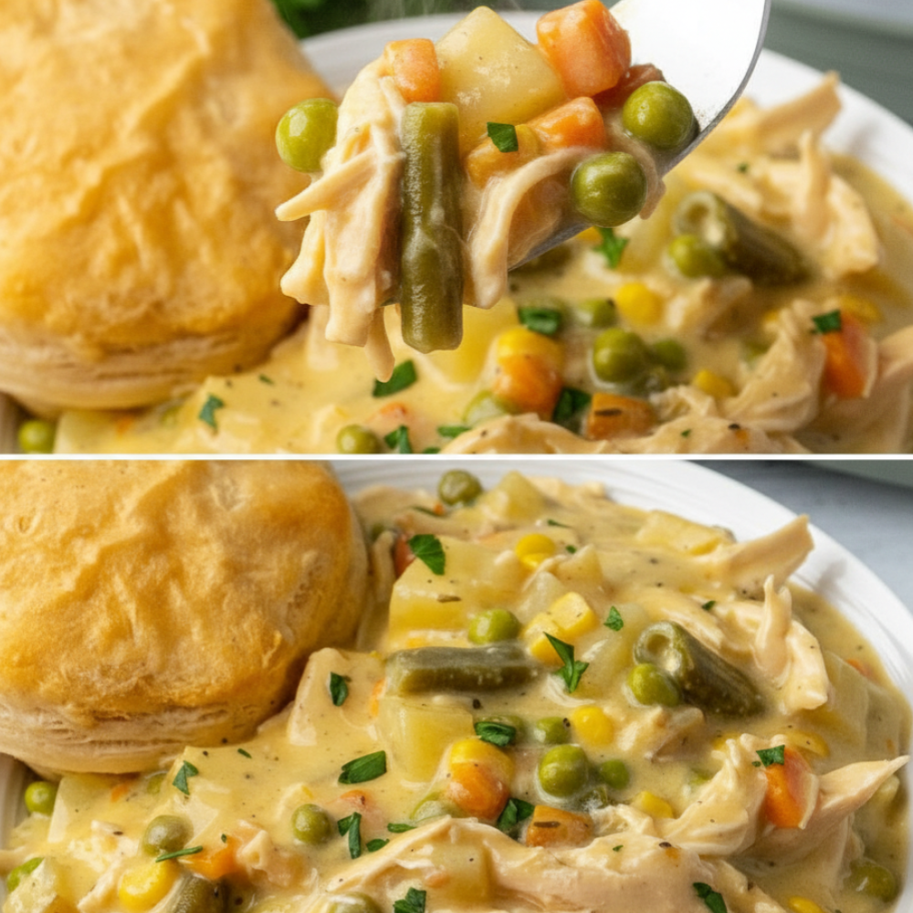 The Ultimate Slow Cooker Creamy Chicken Stew with Biscuits