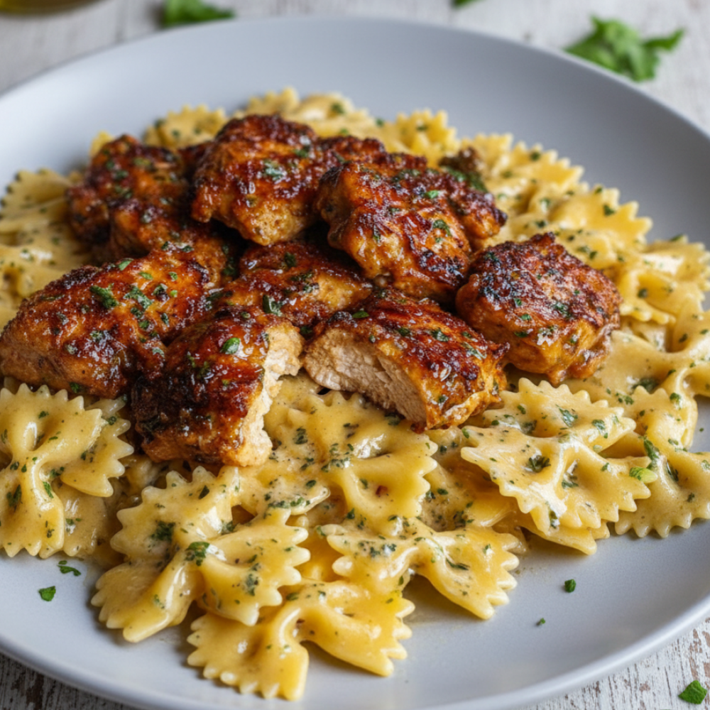 Creamy Garlic Butter Chicken Bowtie Pasta Recipe