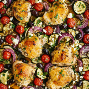 Greek Sheet Pan Chicken Thighs with Roasted Vegetables