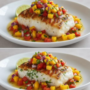 Healthy Grilled Halibut Mango Salsa Recipe