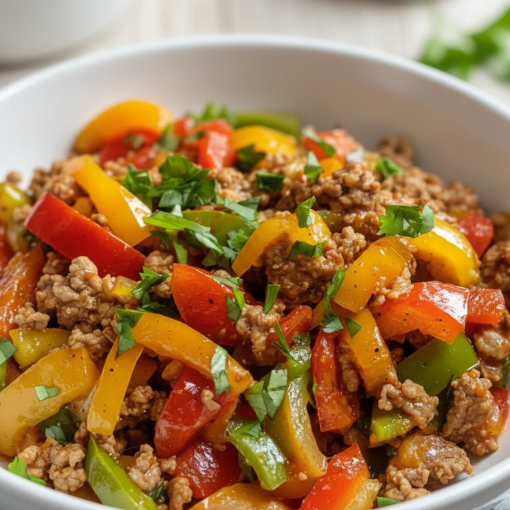 30-Minute Ground Turkey and Bell Pepper Skillet (Healthy)