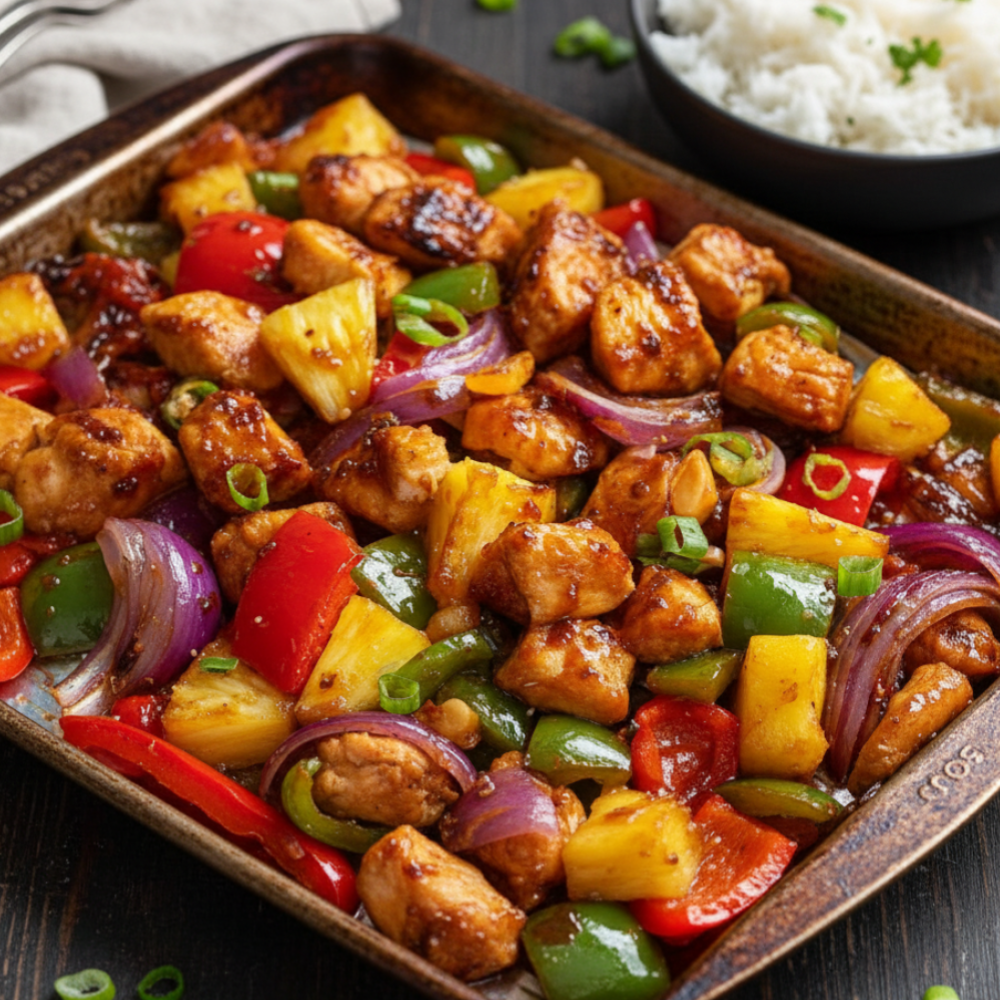 Easy Hawaiian Chicken Sheet Pan Meal (30 Minutes)