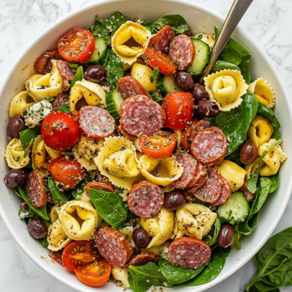 Cold Cheese Tortellini & Beef Salami Salad Recipe