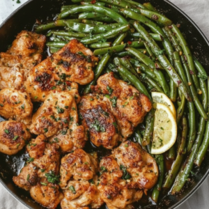 Lemon Garlic Butter Chicken Thighs & Green Bean Skillet