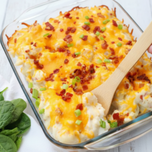 Beef Loaded Baked Potato Casserole Recipe (Cheesy & Easy)