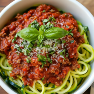 Low Carb Zucchini Noodle Spaghetti with Beef Bolognese