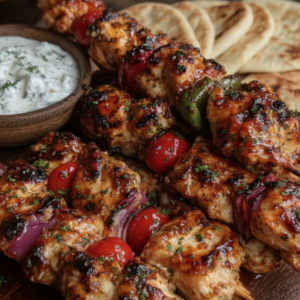 Easy Mediterranean Chicken Skewers with Tzatziki